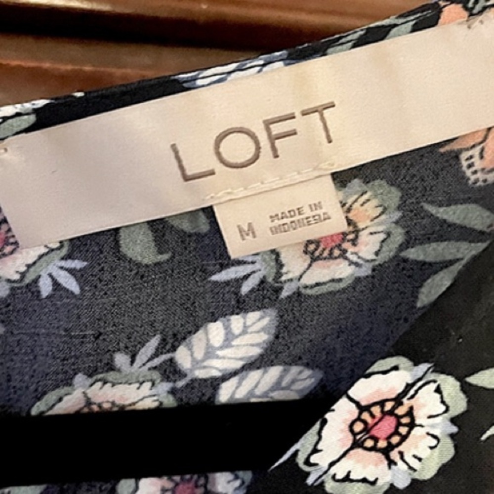 LOFT Vivid Navy Blue Floral Midi Dress - So striking!  Size Medium - Picture 2 of 11